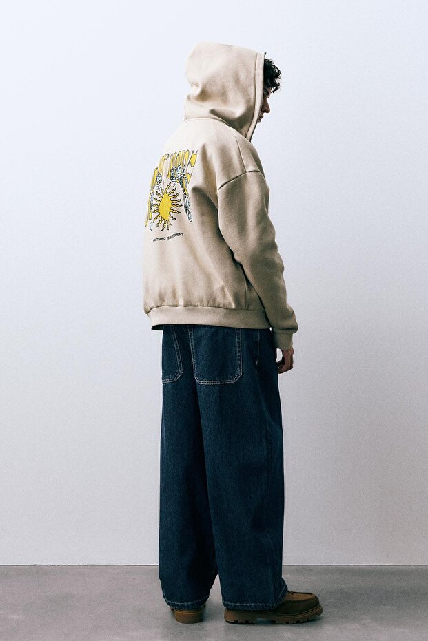 Kapüşonlu fermuarlı güneş sweatshirt - 1