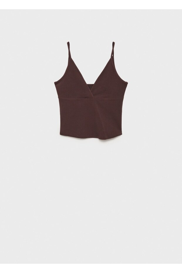 V yaka pamuklu bluz - 3