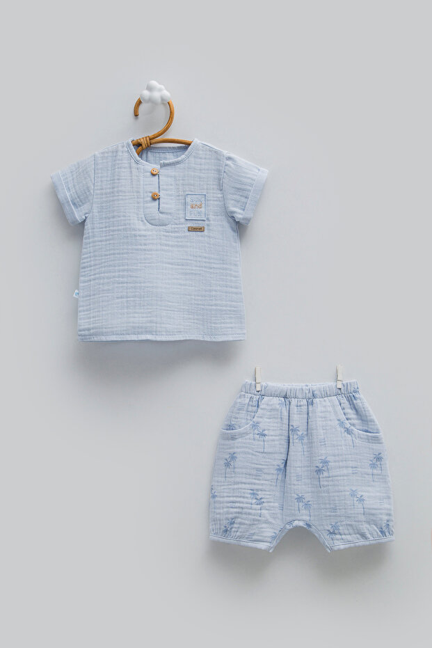 Baby Boy Muslin Set - 100% Cotton Breathable Summer Shorts Set