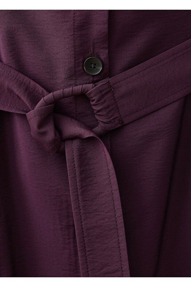 Kemerli gömlek elbise - 5