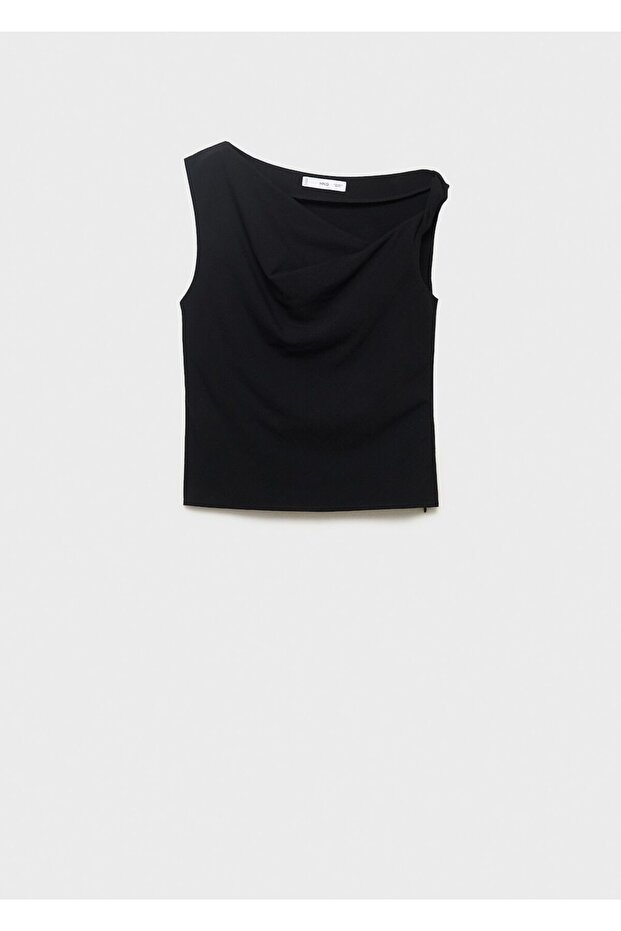 Asimetrik dökümlü askılı bluz - 3