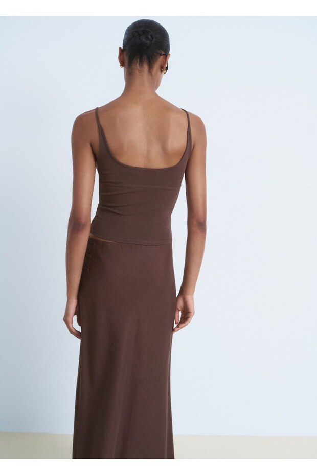 V yaka pamuklu bluz - 4