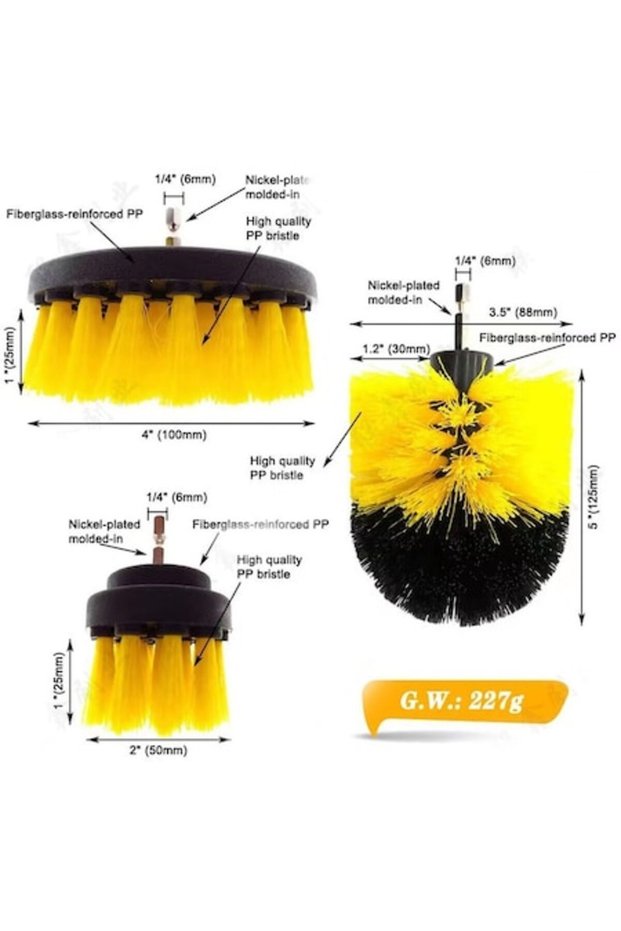Jormftte Drill Brush Set, 3 Pieces, Yellow