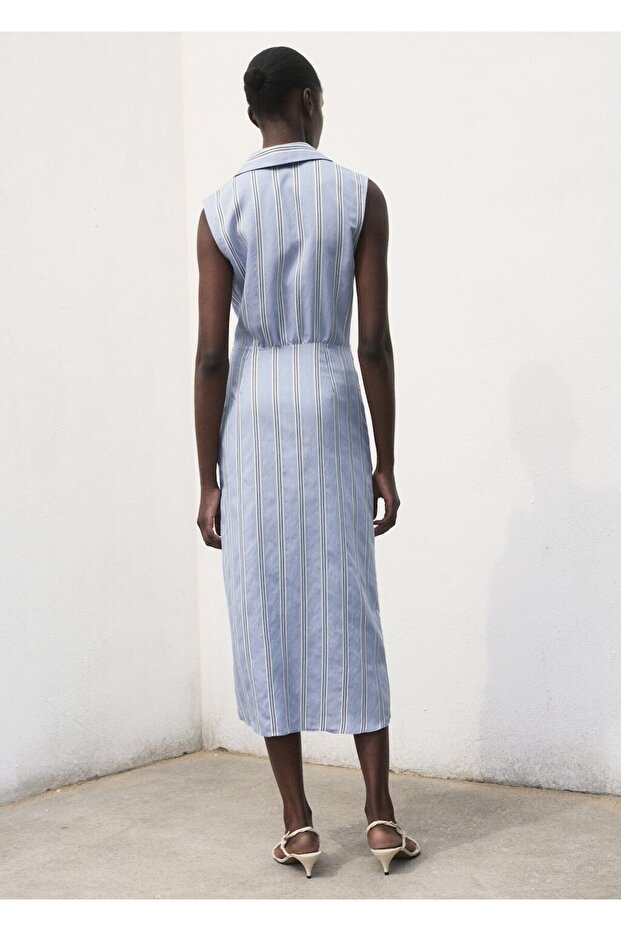 Dökümlü gömlek elbise - 4