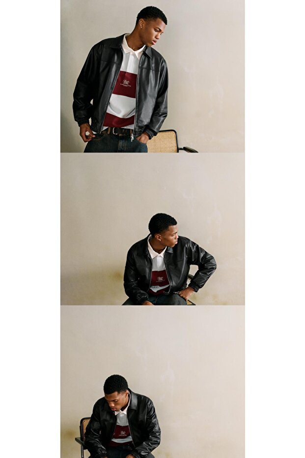 Hacimli suni deri ceket - 1