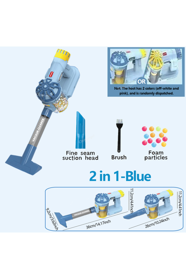2 in 1-Blue Kids Simulation Electric Vacuum Cleaner Cleaning Set for Toddlers Role Play Housekeeping