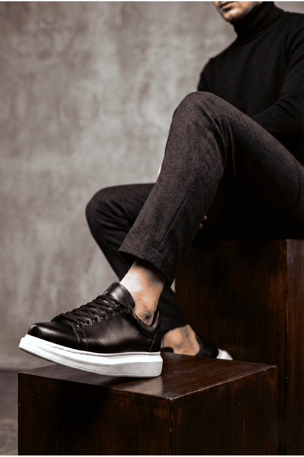 London Edition Premium Lace-Up Men's Black Sneaker White