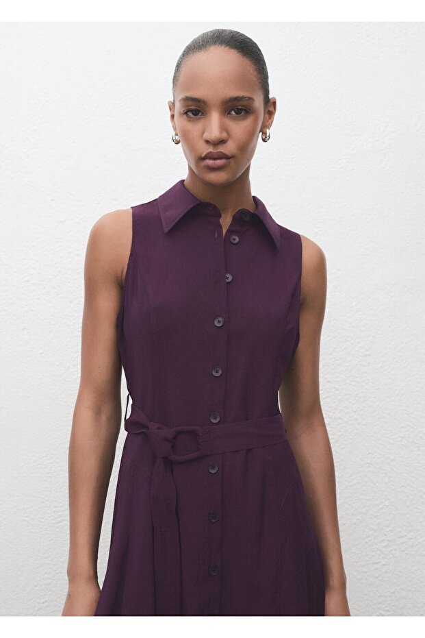 Kemerli gömlek elbise - 1