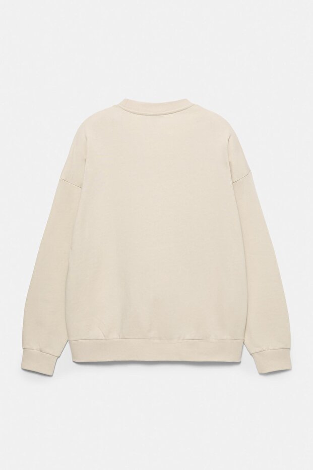 Grafik detaylı bisiklet yaka sweatshirt - 8