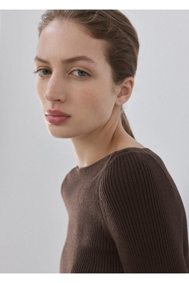 Kayık yaka örgü kazak - 6