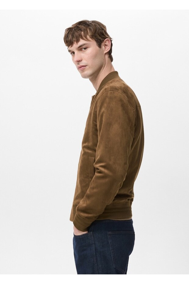 Süet görünümlü bomber ceket - 7