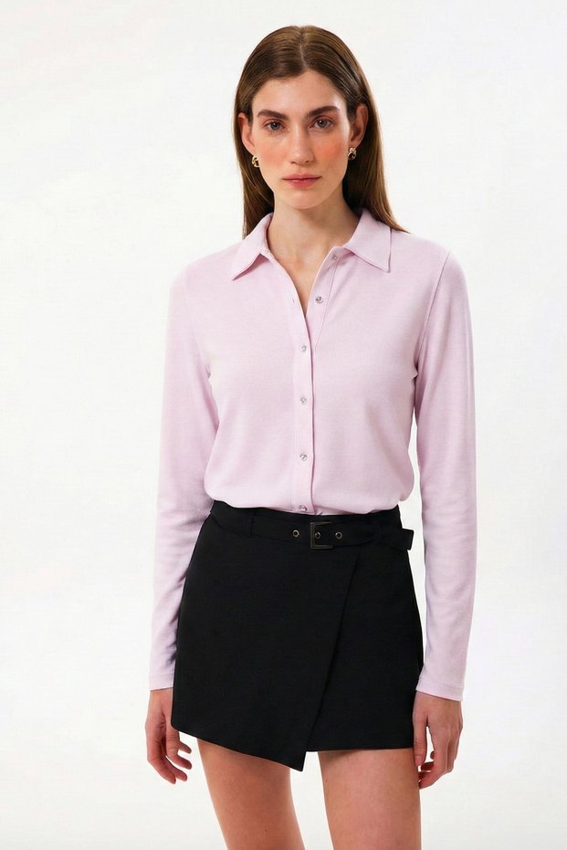 100% Organic Cotton Pink Slim Fit Women's Shirt