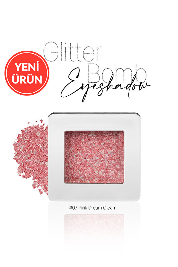 Jewel-Like Intense Pigmented Single Eyeshadow Glitter Bomb Eyeshadow 07 Pink Dream Gleam