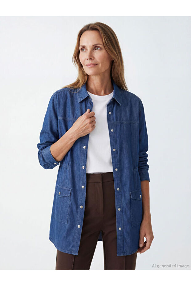 Shirts Roba Collar Women's Jean Tunic for Style Seekers from Uzg Store