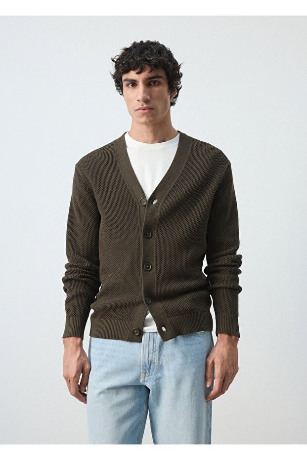 Mikro yapılı orta kalınlıkta triko ceket - 1