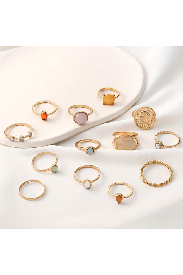 One Three-Piece Multicolor Adjustable Ring Set - 3