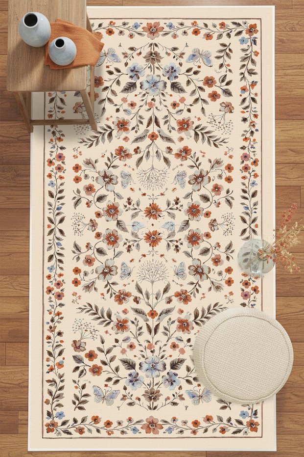 Machine Washable Non-Slip Sole Stain Resistant Living Room Rug Kitchen Rug and Cut Runner Rug