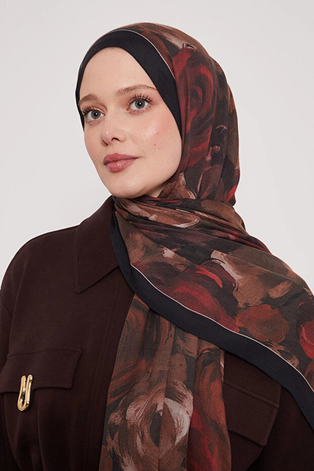 Patterned Silk Shawl - Endless Black - 2