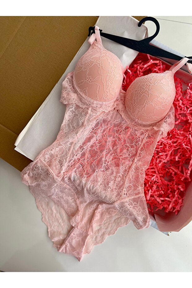 Pembe Dantelli Bodysuit - 3