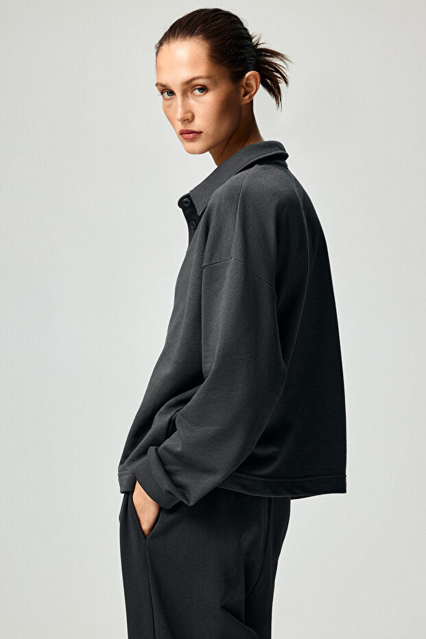 Yakalı Sweatshirt - 5