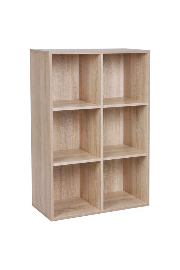 VASAGLE 6 Cube Bookcase Open Shelf, Wooden Storage Display Rack for Home, Office - Natural Davos Oak