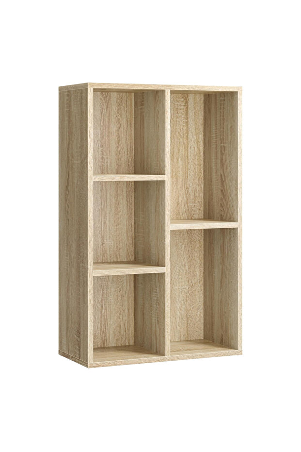 VASAGLE 5 Cube Bookcase Open Shelf, Wooden Storage Display Rack for Home, Office - Natural Davos Oak
