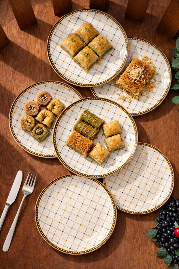 6-Piece Cake-Dessert Plate Set | Modern Square Cake - Dessert Presentation Plate 6 Pieces Cake Plates