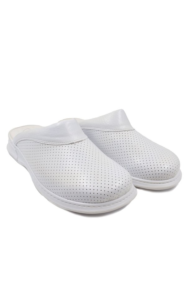 Steel White Sabo Slippers - Doctor Nurse Slippers - Chef Kitchen Slippers - Daily, Garden Slippers - Unisex