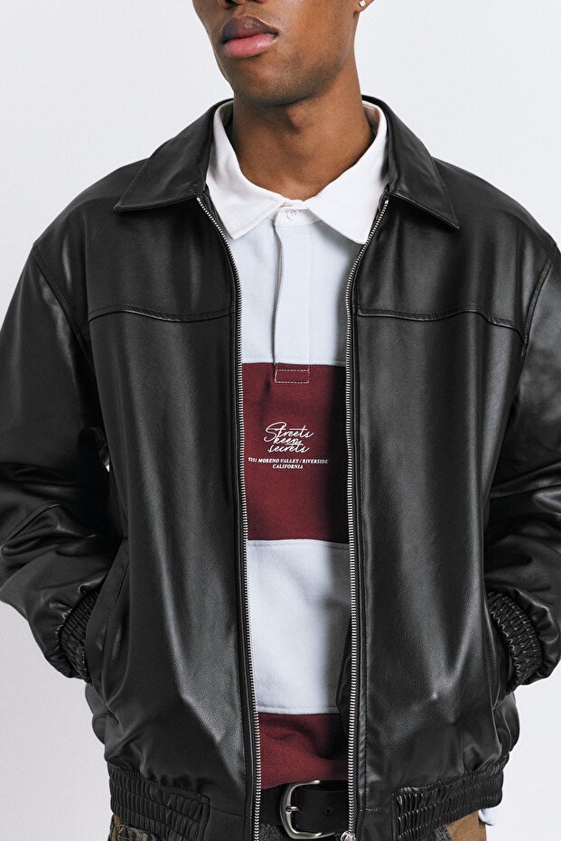 Voluminous leather effect jacket - 6