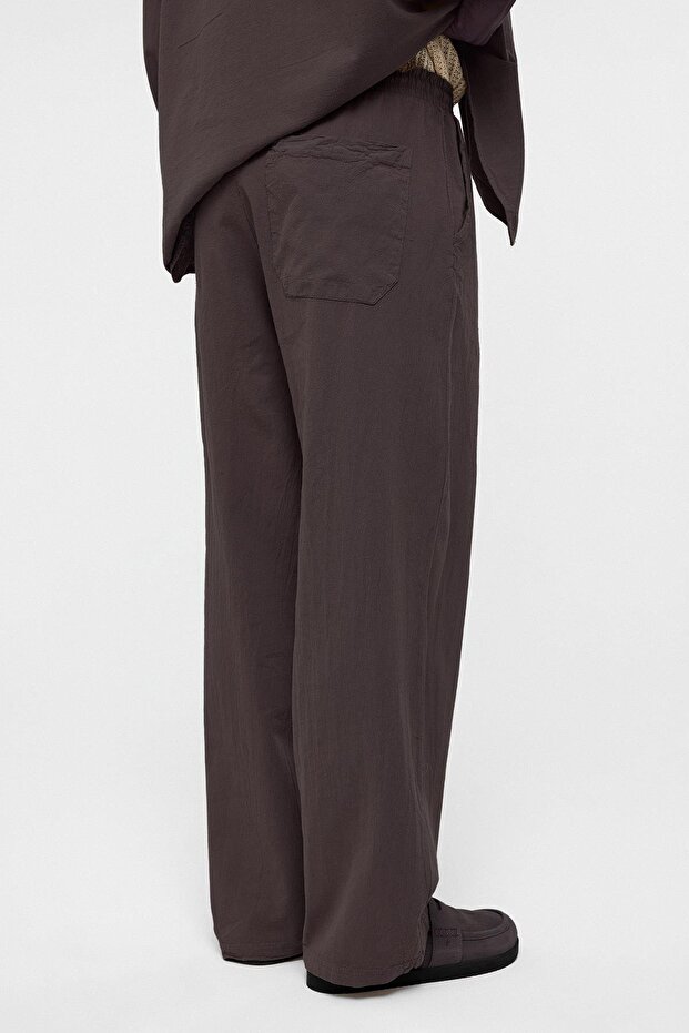 Basic Oversize Keten Takım Kahve - 4