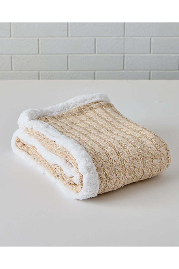 Baby Beige Textured Knit Blanket