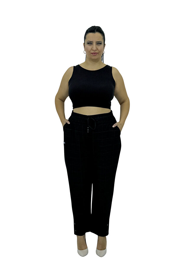 Plus Size Elastic High Waist Tube Leg Lycra Cashmere Women's Trousers