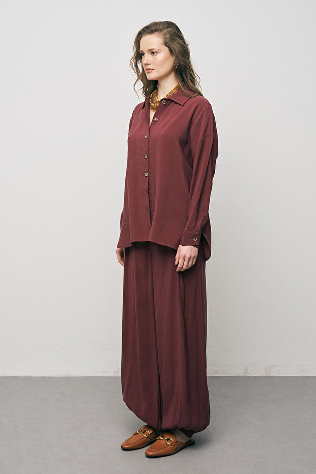 Kadın Basic Modal Düz Dökümlü Gömlek - 4