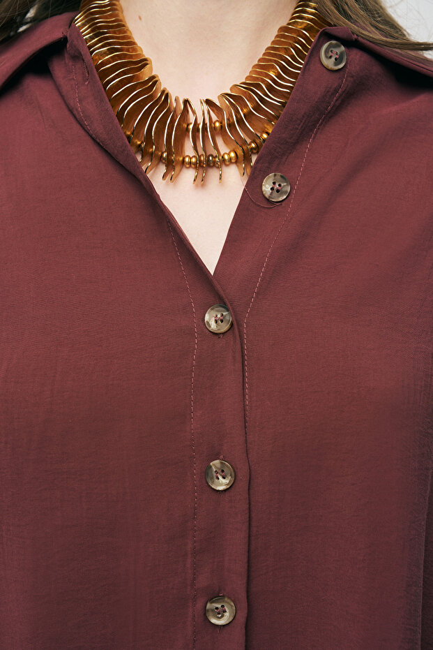 Kadın Basic Modal Düz Dökümlü Gömlek - 2