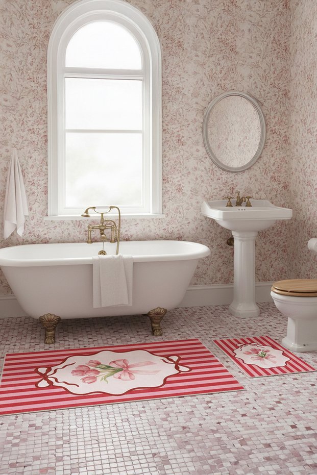Non-Slip Base Modern Bathroom Mat Set | Thin & Washable | 60X100 & 40X60 cm