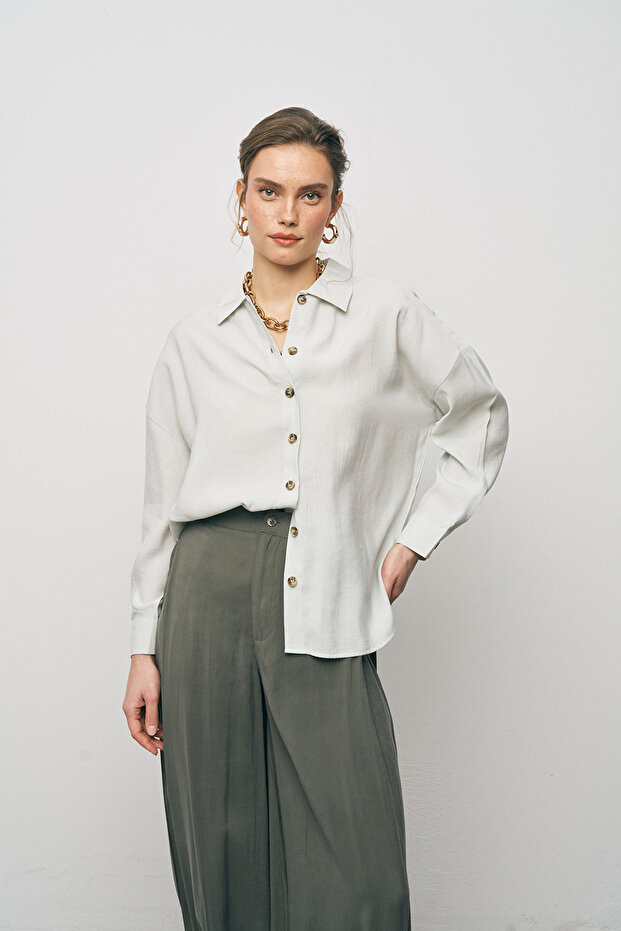 Kadın Basic Modal Düz Dökümlü Gömlek - 1