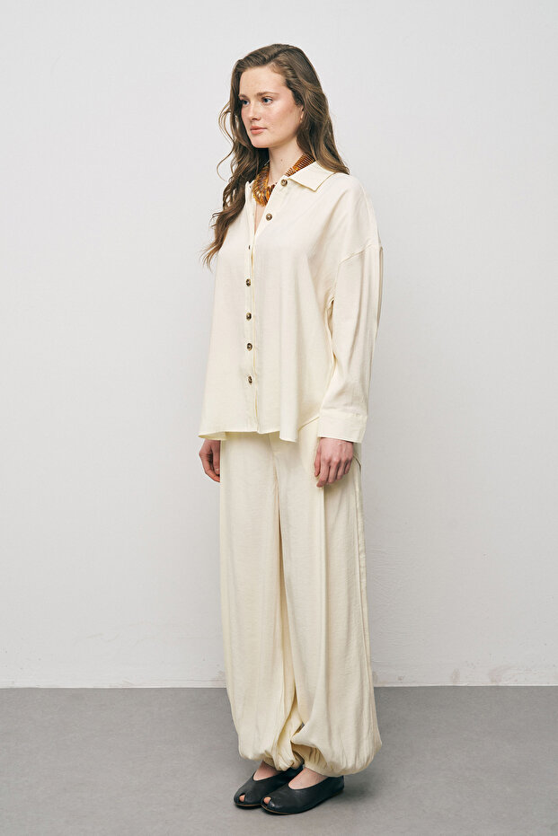 Kadın Basic Modal Düz Dökümlü Gömlek - 4