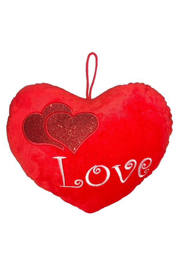 Valentine 'Love' Heart Cushion 30x24cm – Romantic Pillow with 'Love' Text for Couples & Home