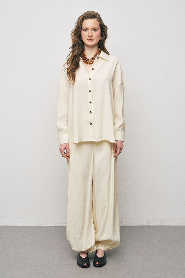 Kadın Basic Modal Düz Dökümlü Gömlek - 3