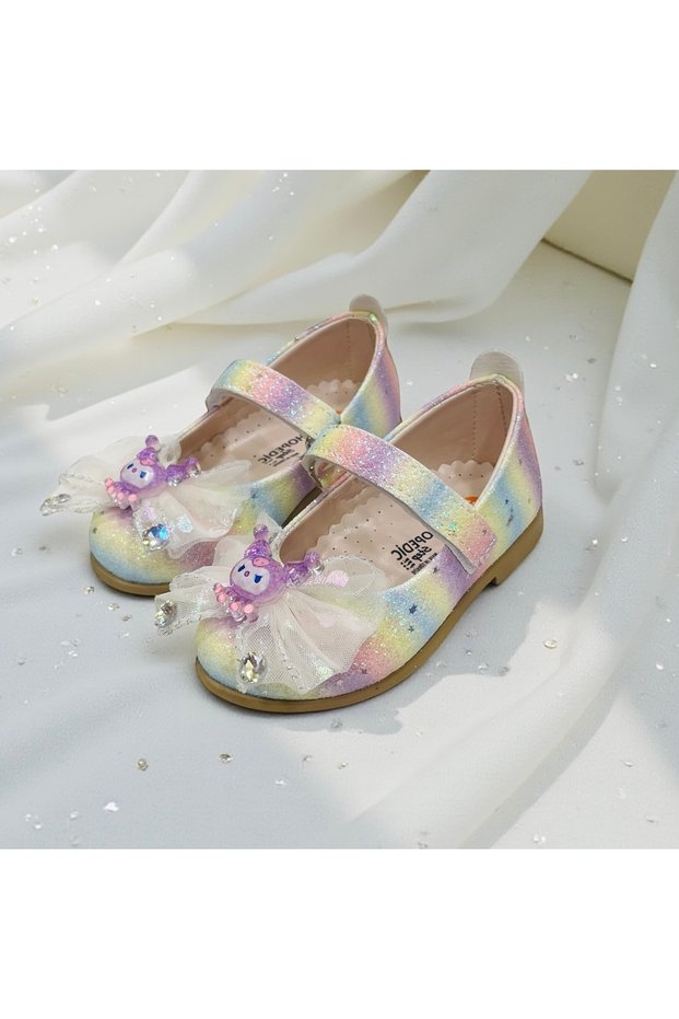Girl's Multi-Colored Bow Detailed Orthopedic Sole Ballerinas