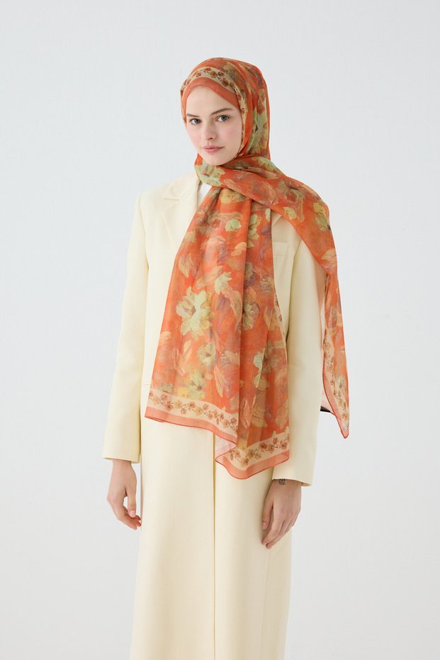 Petra Soft Cotton Shawl - Orange