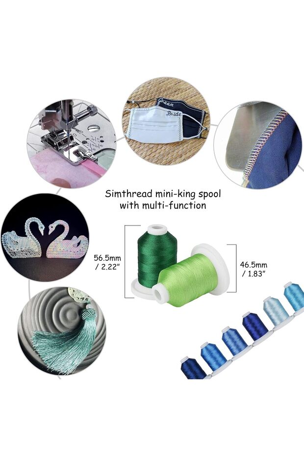 Embroidery Thread Set 9 Spools - 730 m, Multicolor, Storage Box, Blue Tones - 6