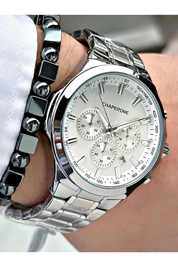 Silver Color Original Functions Active Steel Band Men's Wristwatch + Bracelet as a Gift