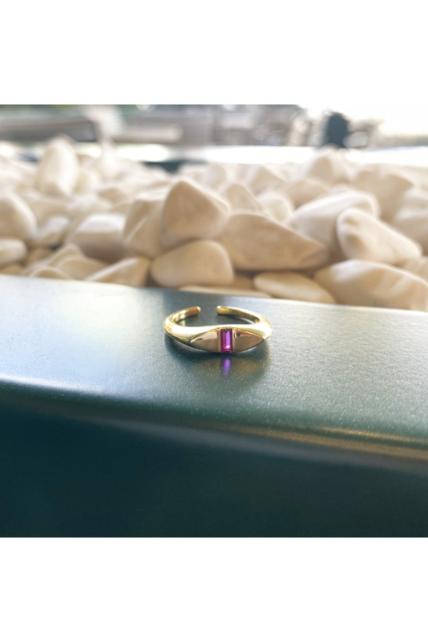 Pink Baguette Stone Pinky-Finger Joint Marquise Ring