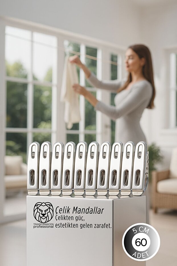Premium Steel Clothespin Set - 60-Piece Elite Series, Industrial Strength Laundry Pegs 722780