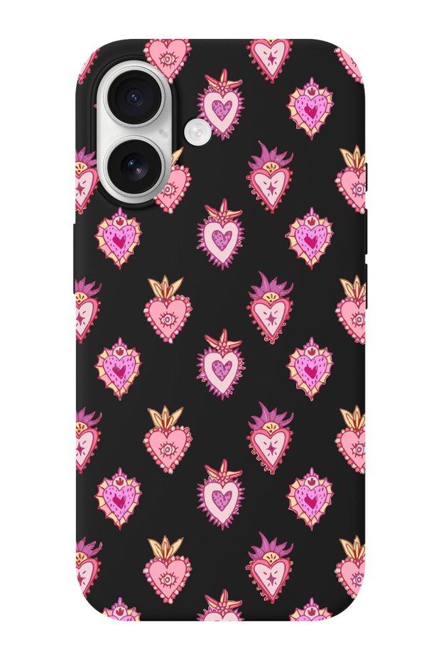 iPhone 17 Lovely Heart Patterned Suede Inside Launch Phone Case