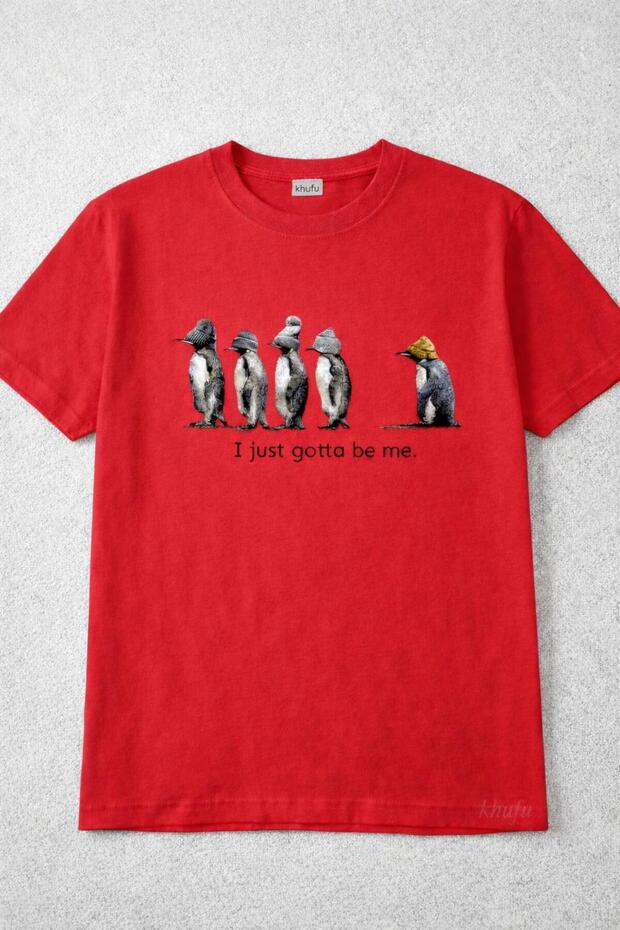 Oversize Fit Cotton I Just Gotta Penguins Printed Relaxed Cut T-Shirt Unisex