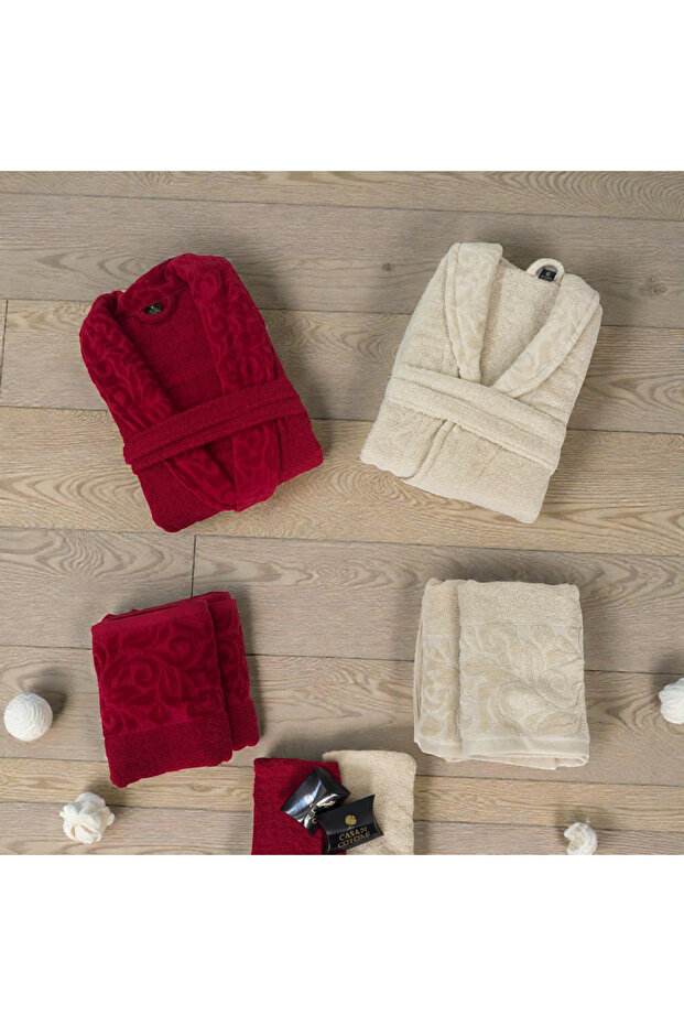 10 Piece Bride and Groom Family Bathrobe Set 100% Cotton Velvet Embroidered Dowry Set Oversized Bathrobe Set