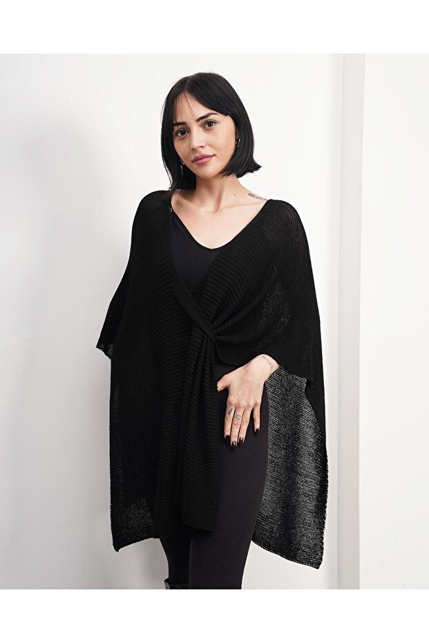 Kadın Triko Kumaş Panço - 1
