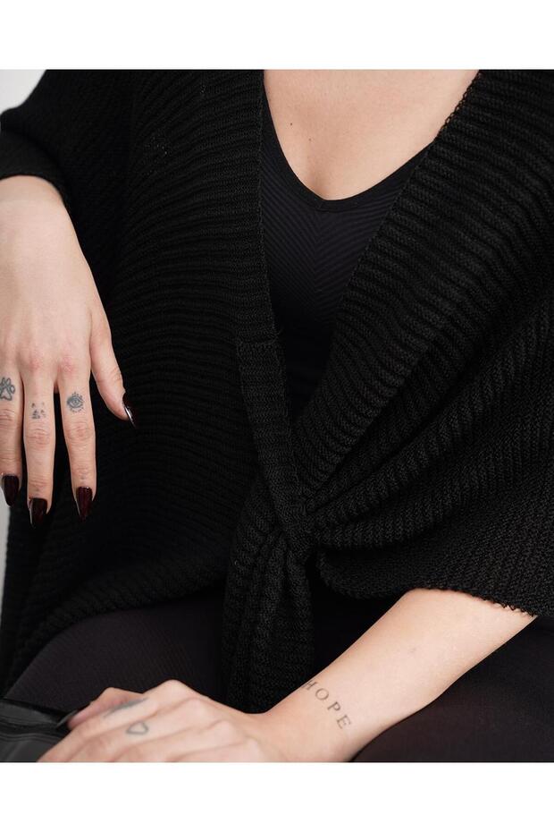 Kadın Triko Kumaş Panço - 3